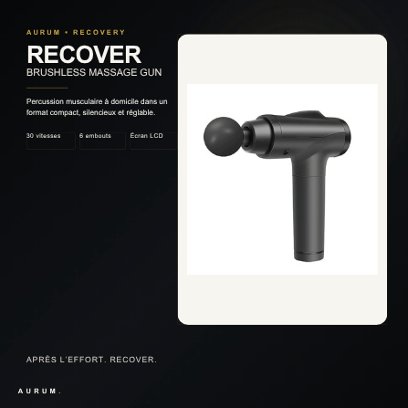 AURUM RECOVER — pistolet de massage brushless noir