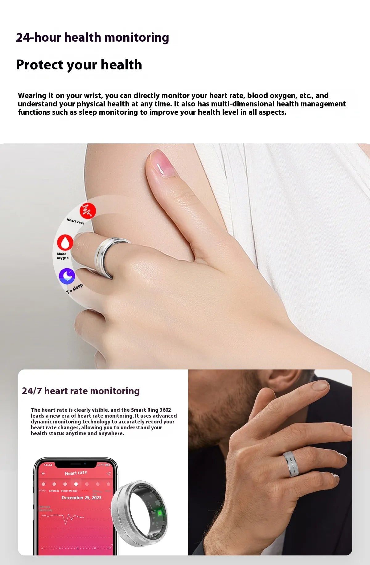AURUM RING — anneau intelligent, vue de profil